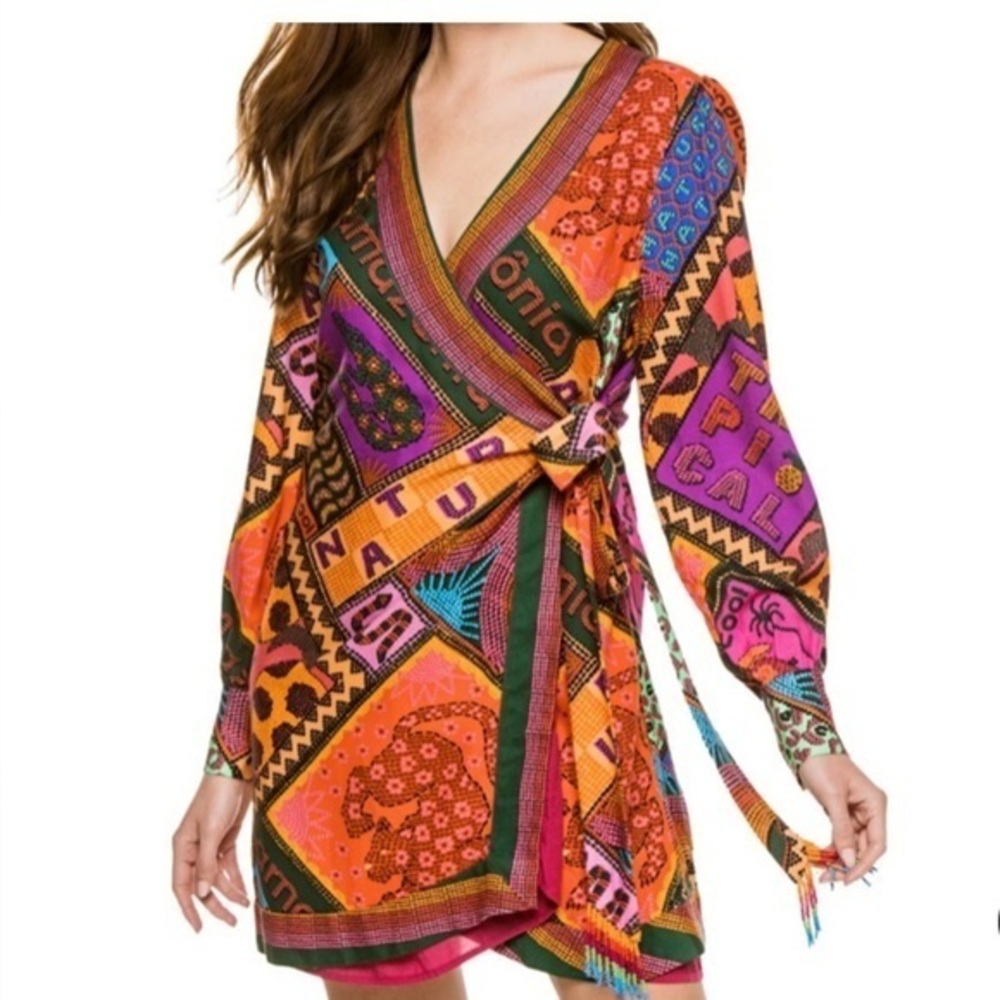Farm Rio Dotted Patch Scarf Wrap  minidress in size Small